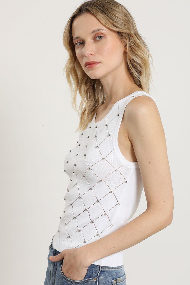 Top punto, aplicacion strass, crudo Liola-2