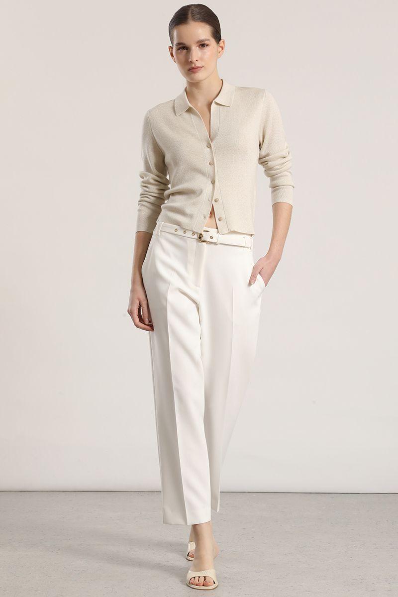 Cardigan tejido lurex liola mujer beige-2
