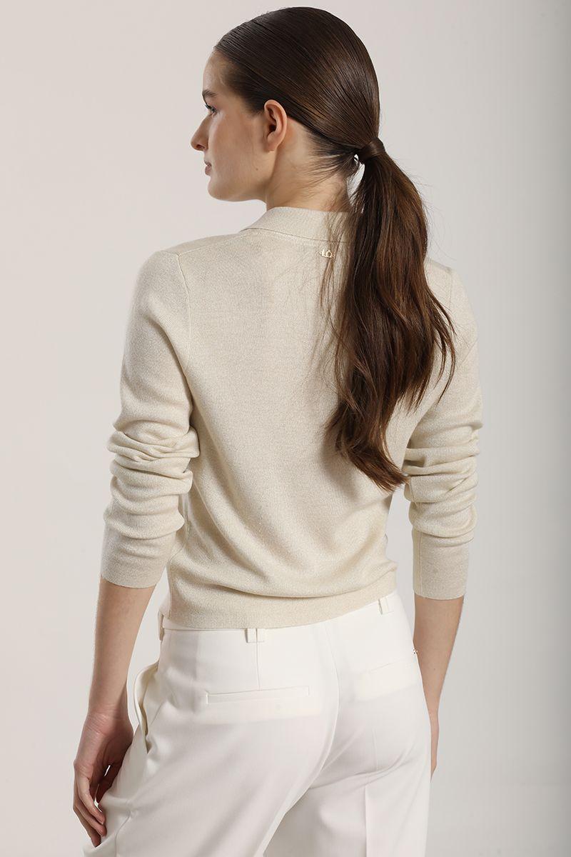 Cardigan tejido lurex liola mujer beige-4
