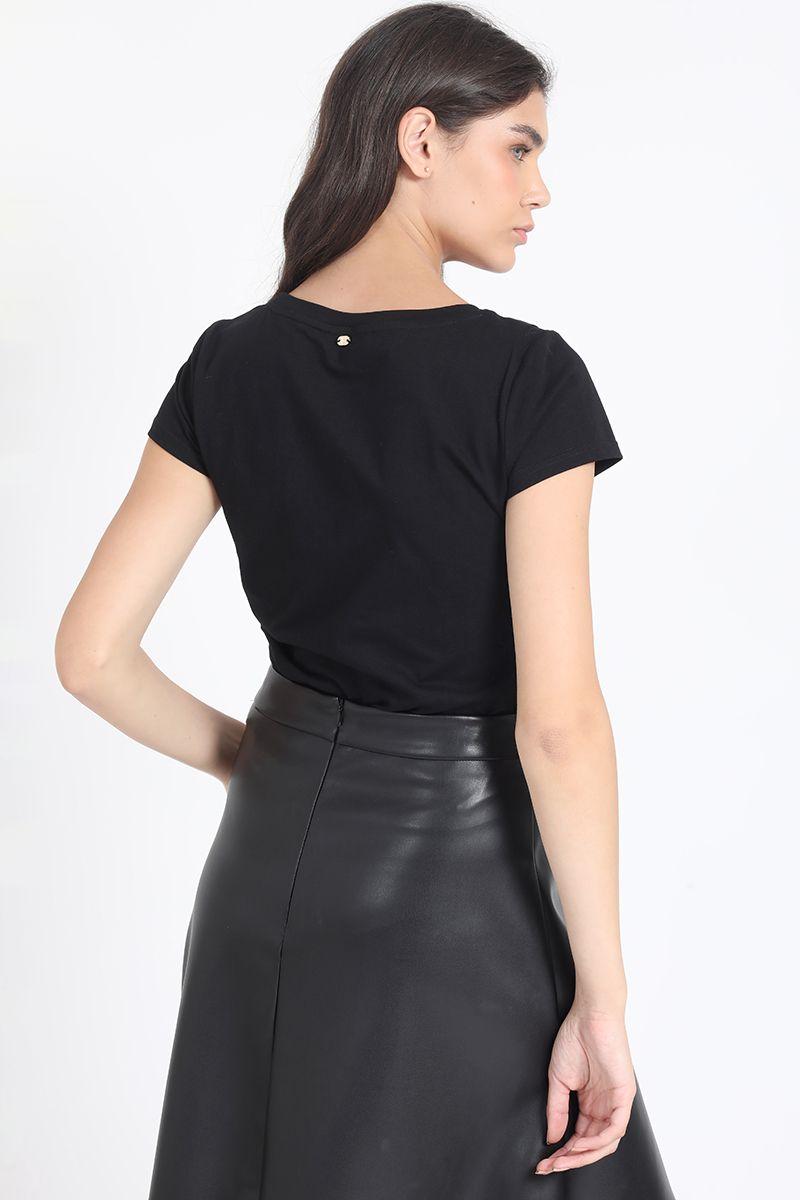 Polera Algodon, Aplicación Ojetillos, Negro Liola-4