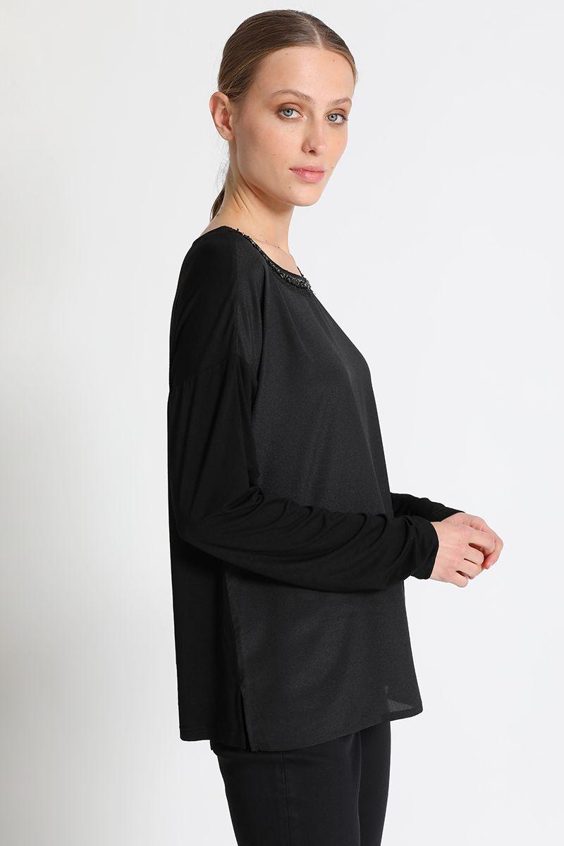 Polera Negra Bordado Liola-3