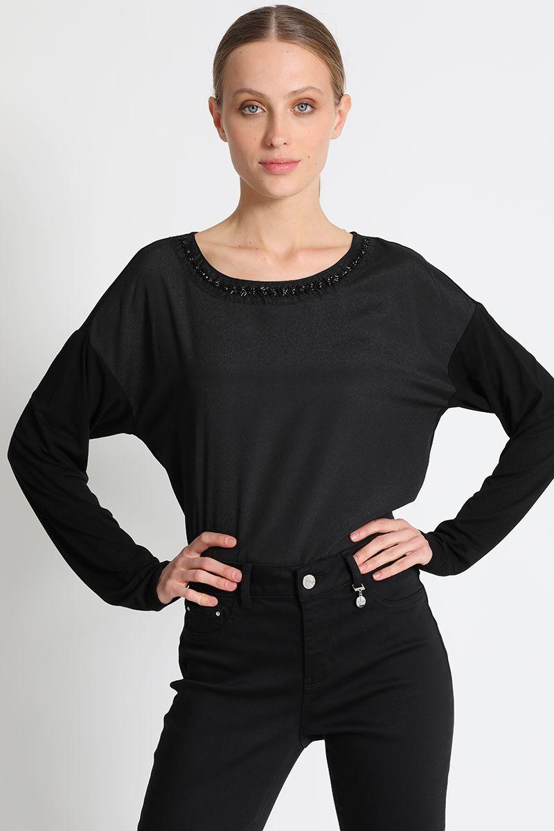 Polera Negra Bordado Liola-4