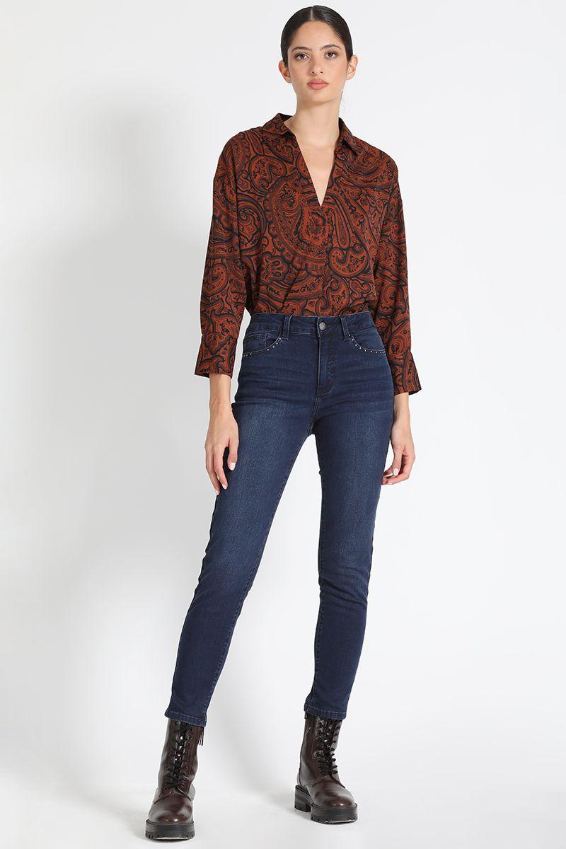 Jeans Skinny Tiro Medio Azul Liola-0