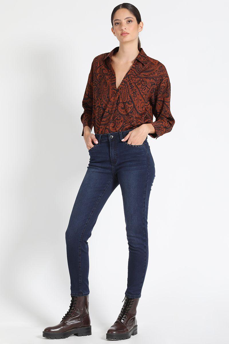 Jeans Skinny Tiro Medio Azul Liola-2