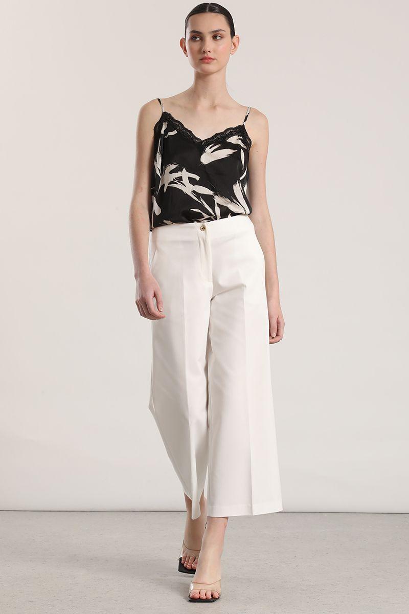 Pantalón ancho cropped Liola mujer crudo-0