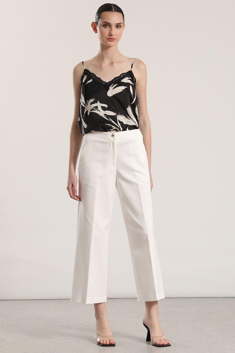 Pantalón ancho cropped Liola mujer crudo-4