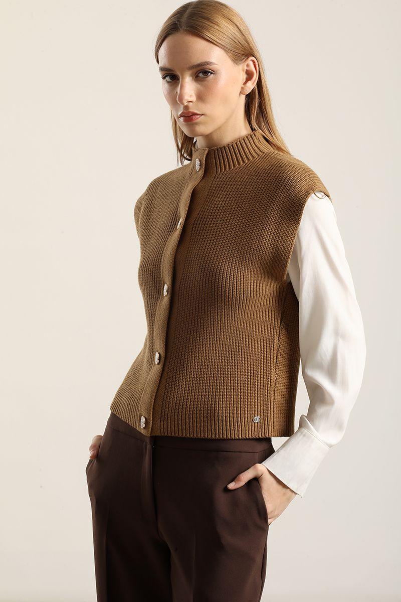 Cardigan punto, camel Liola-3