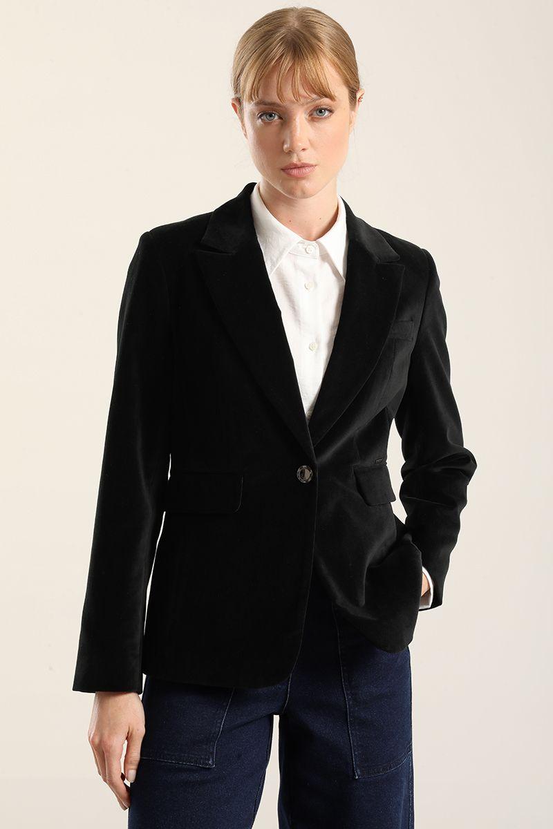 Blazer basico entallado, terciopelo negro Liola-1