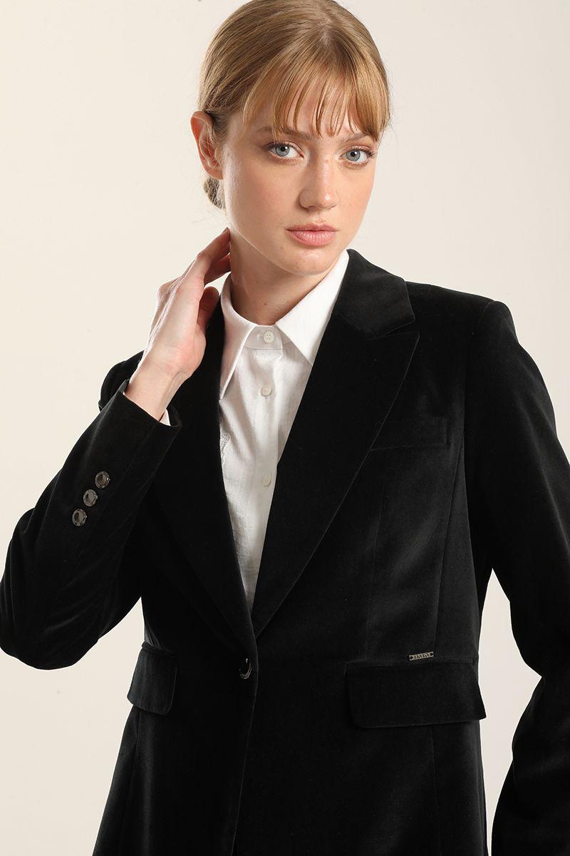 Blazer basico entallado, terciopelo negro Liola-2