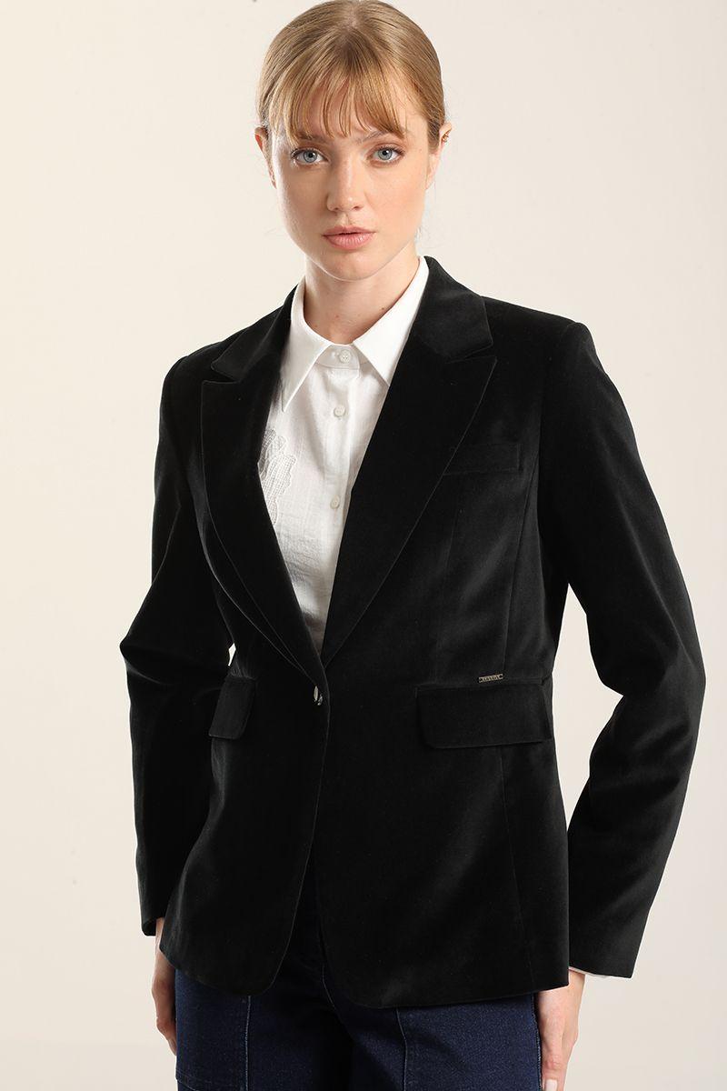 Blazer basico entallado, terciopelo negro Liola-4