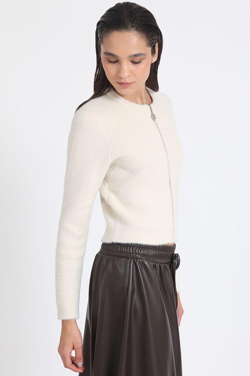 Cardigan Tejido Punto Fantasia Piel, Crudo Liola-5