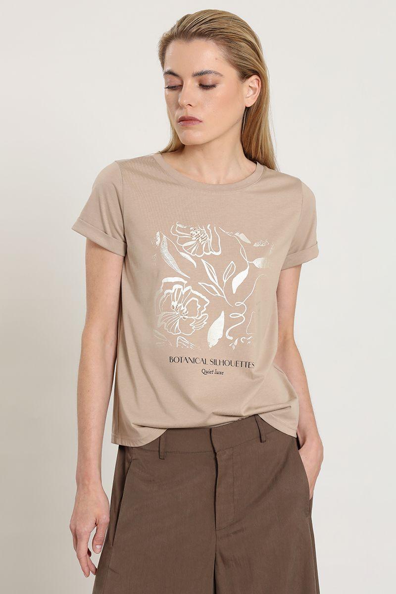 Polera estampado botanical silhouette, beige Liola-0