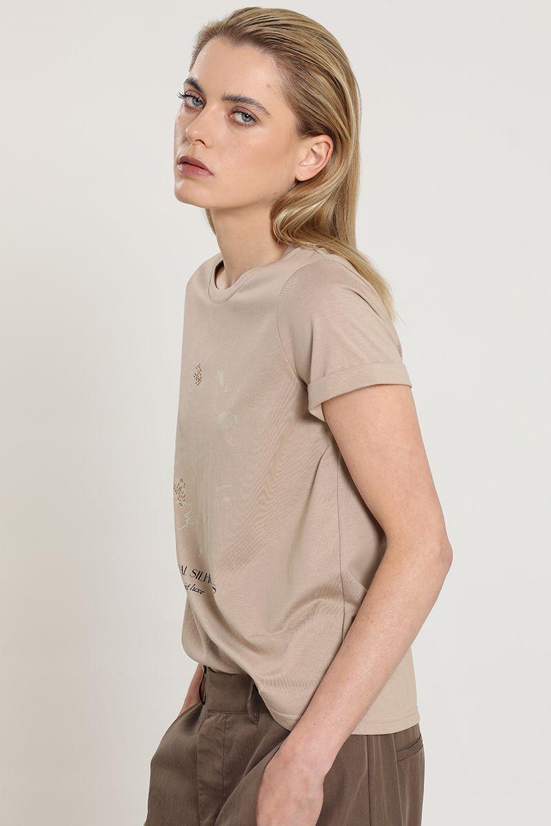 Polera estampado botanical silhouette, beige Liola-2