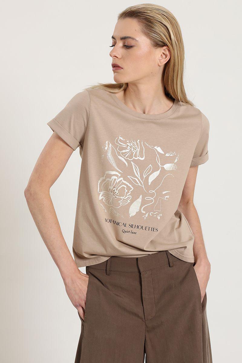 Polera estampado botanical silhouette, beige Liola-3