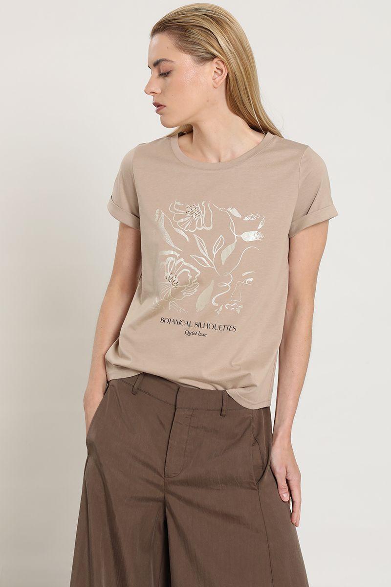 Polera estampado botanical silhouette, beige Liola-4