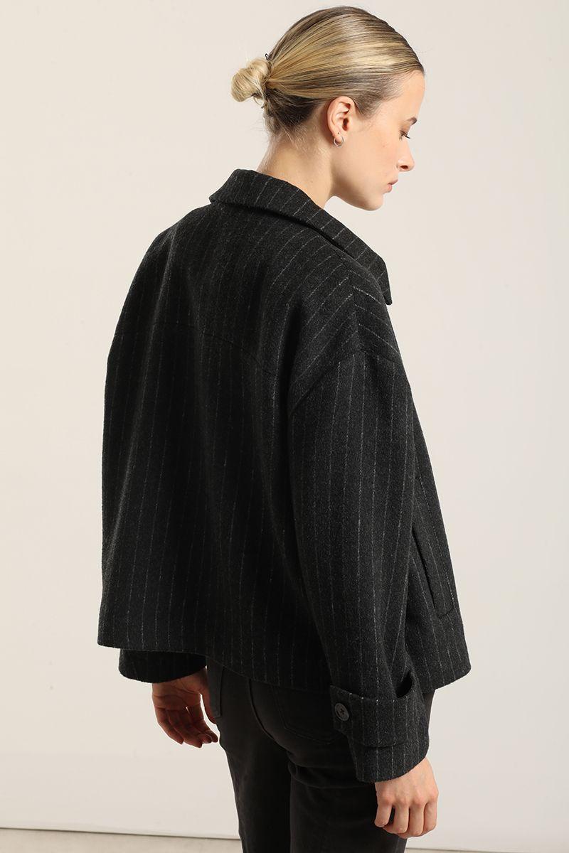 Chaqueta Con Lana, Listado Gris Liola-5