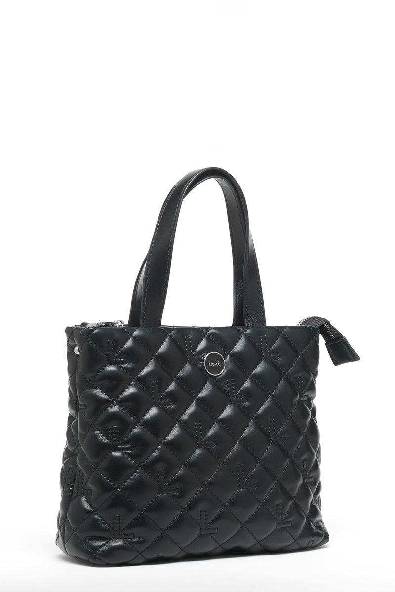 Cartera Cross Bag, Efecto Cuero Acolchado, Negro Liola-2