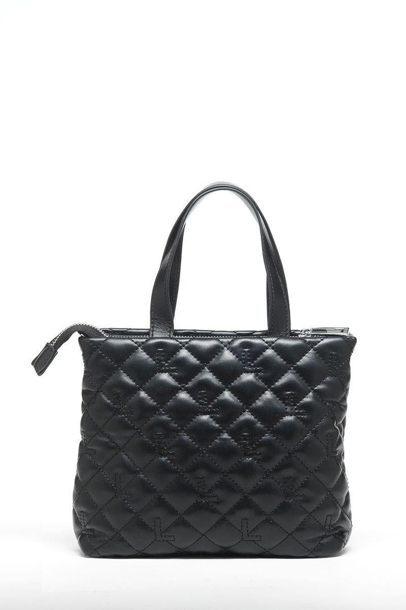 Cartera Cross Bag, Efecto Cuero Acolchado, Negro Liola-3