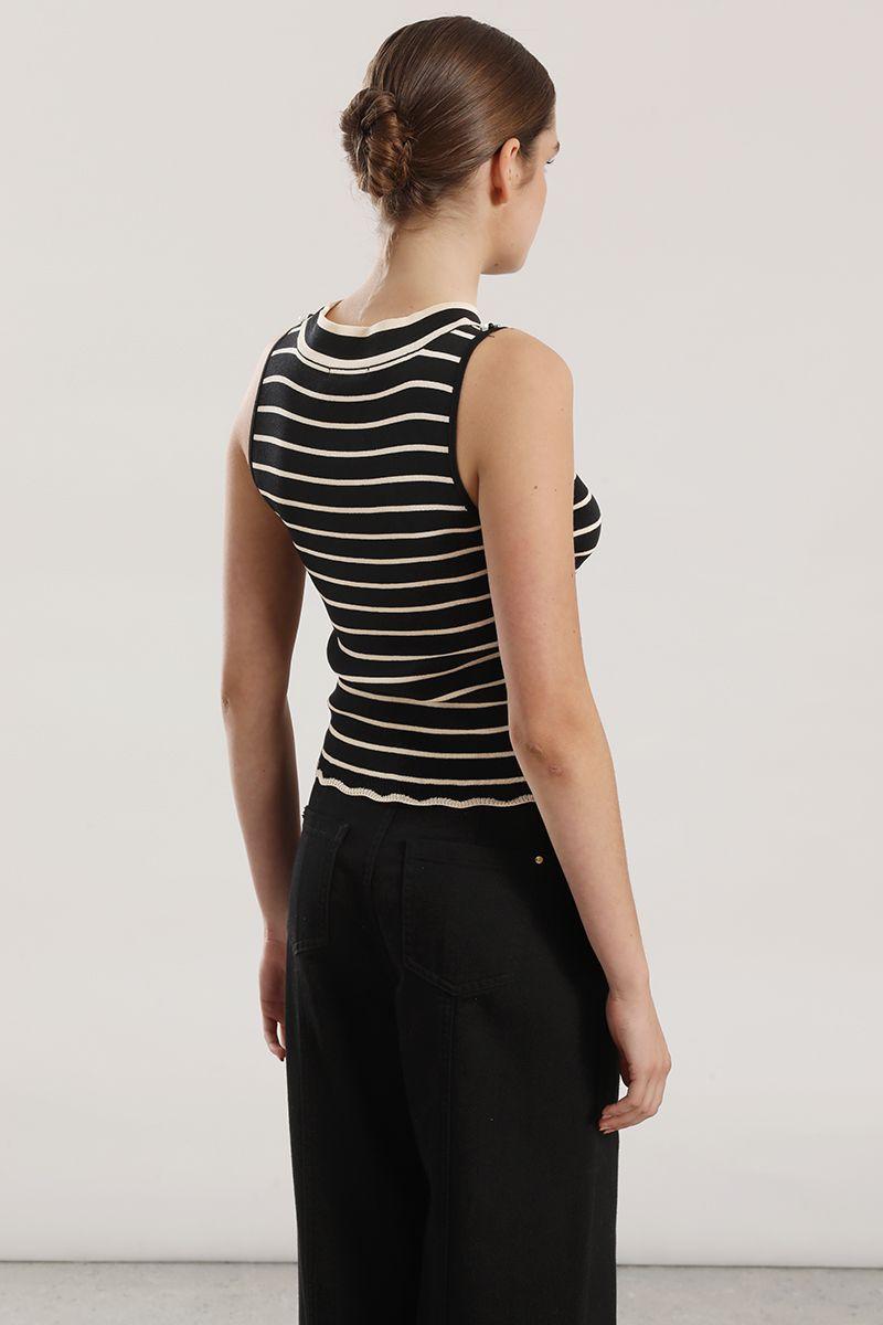 Top tejido punto, aplicacion joya mujer Liola negro-5