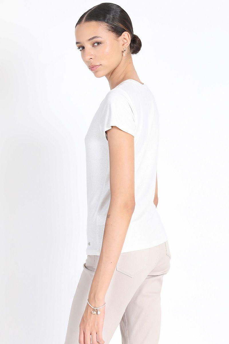 Polera Basica Metalizada, Crudo Liola-3