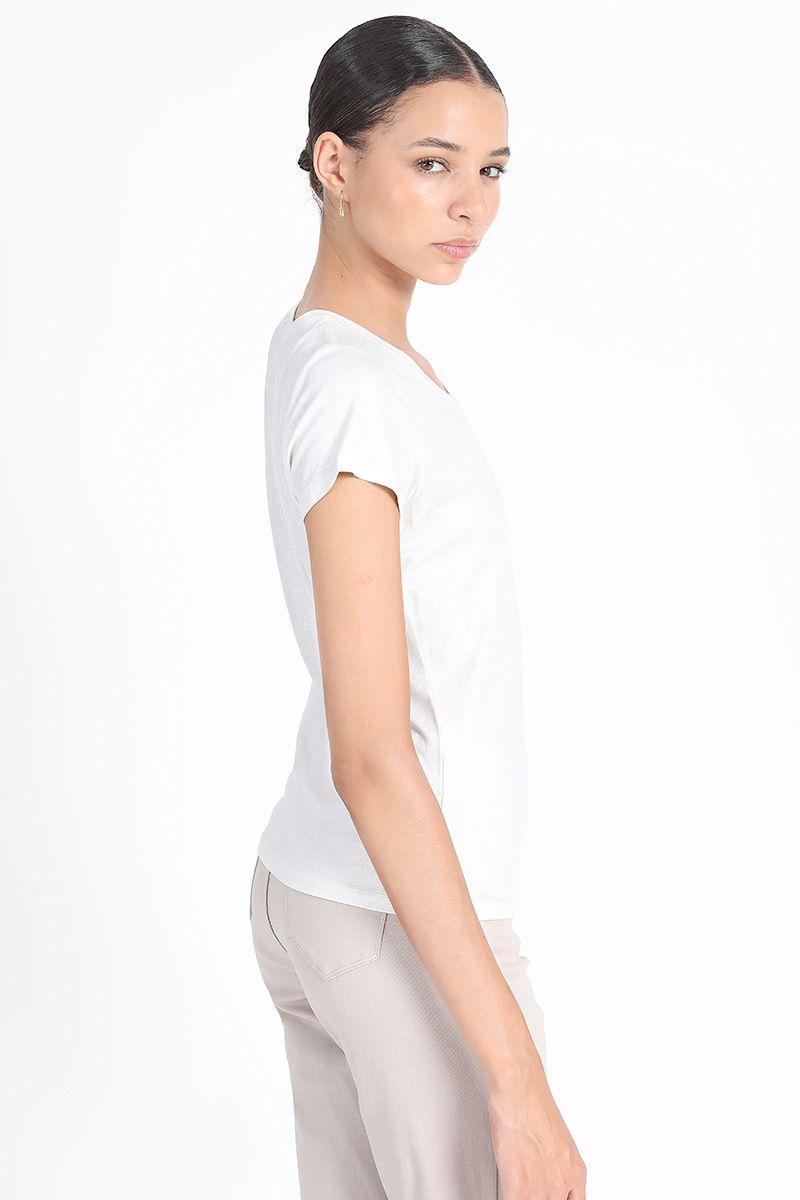 Polera Basica Metalizada, Crudo Liola-5