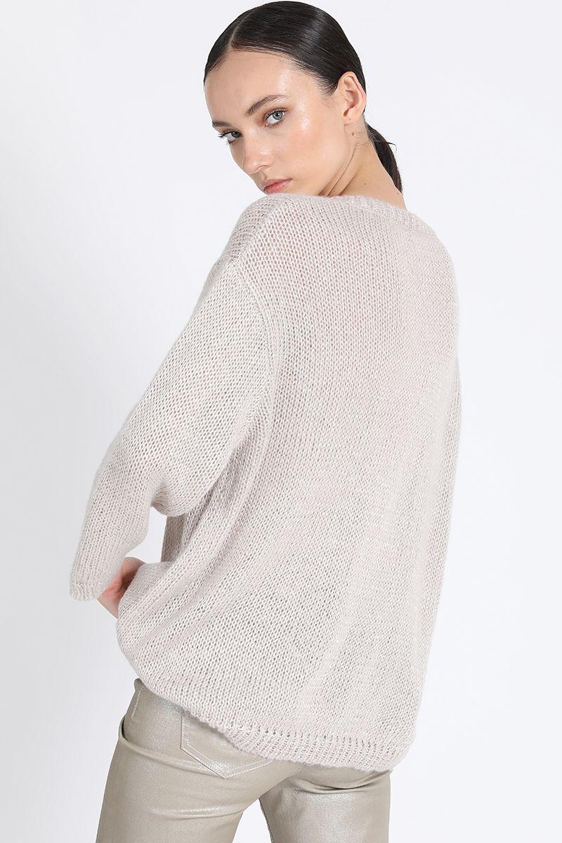 Tejido Punto Relax Mix Lentejuelas, Beige Liola-2