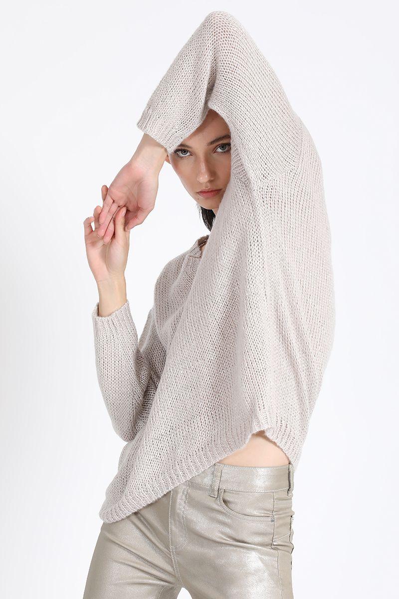 Tejido Punto Relax Mix Lentejuelas, Beige Liola-4