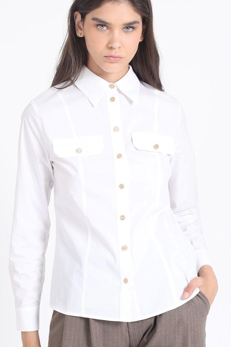 Camisa Entallada Algodón Poplin, Crudo Liola-2