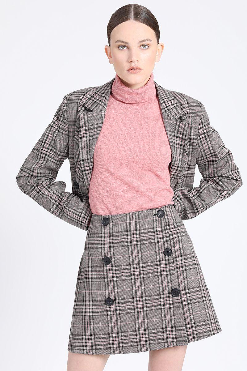 Falda Mini Cuadrille Rosa Liola-0