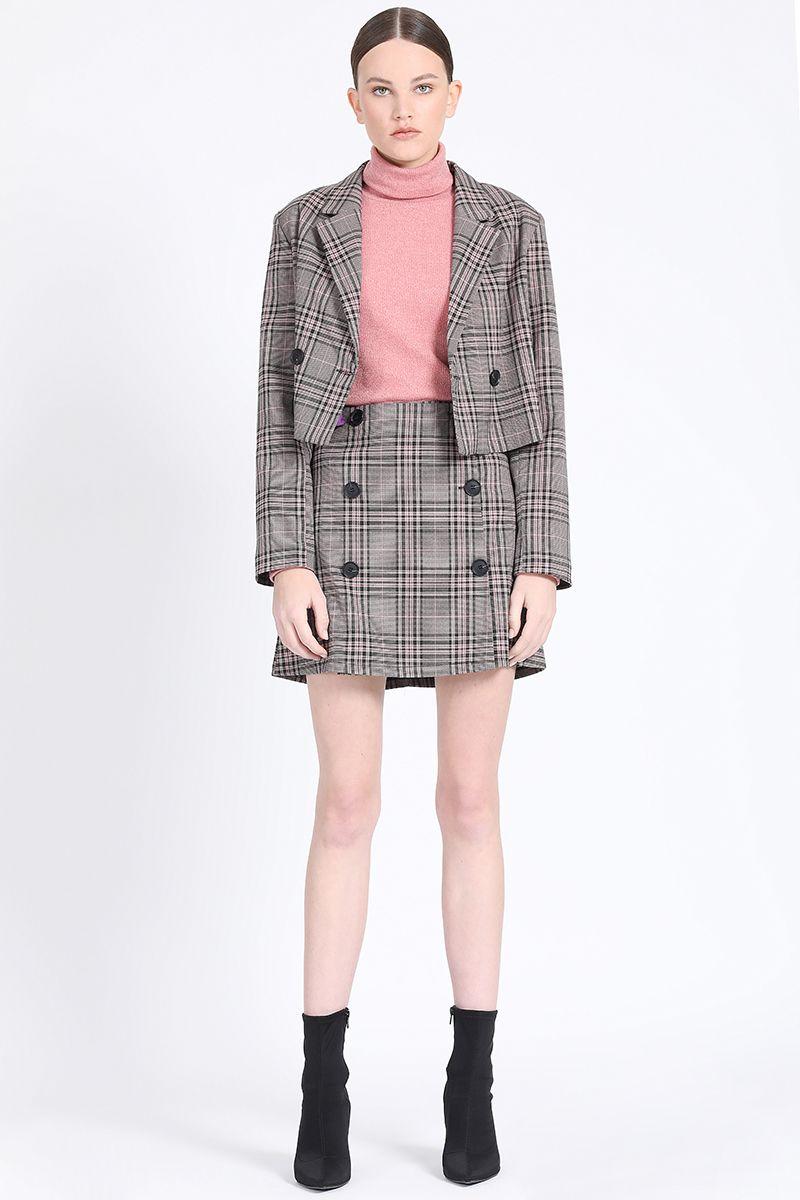 Falda Mini Cuadrille Rosa Liola-3