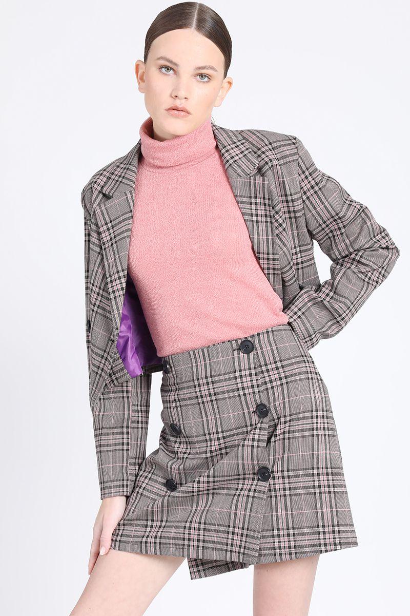 Falda Mini Cuadrille Rosa Liola-4