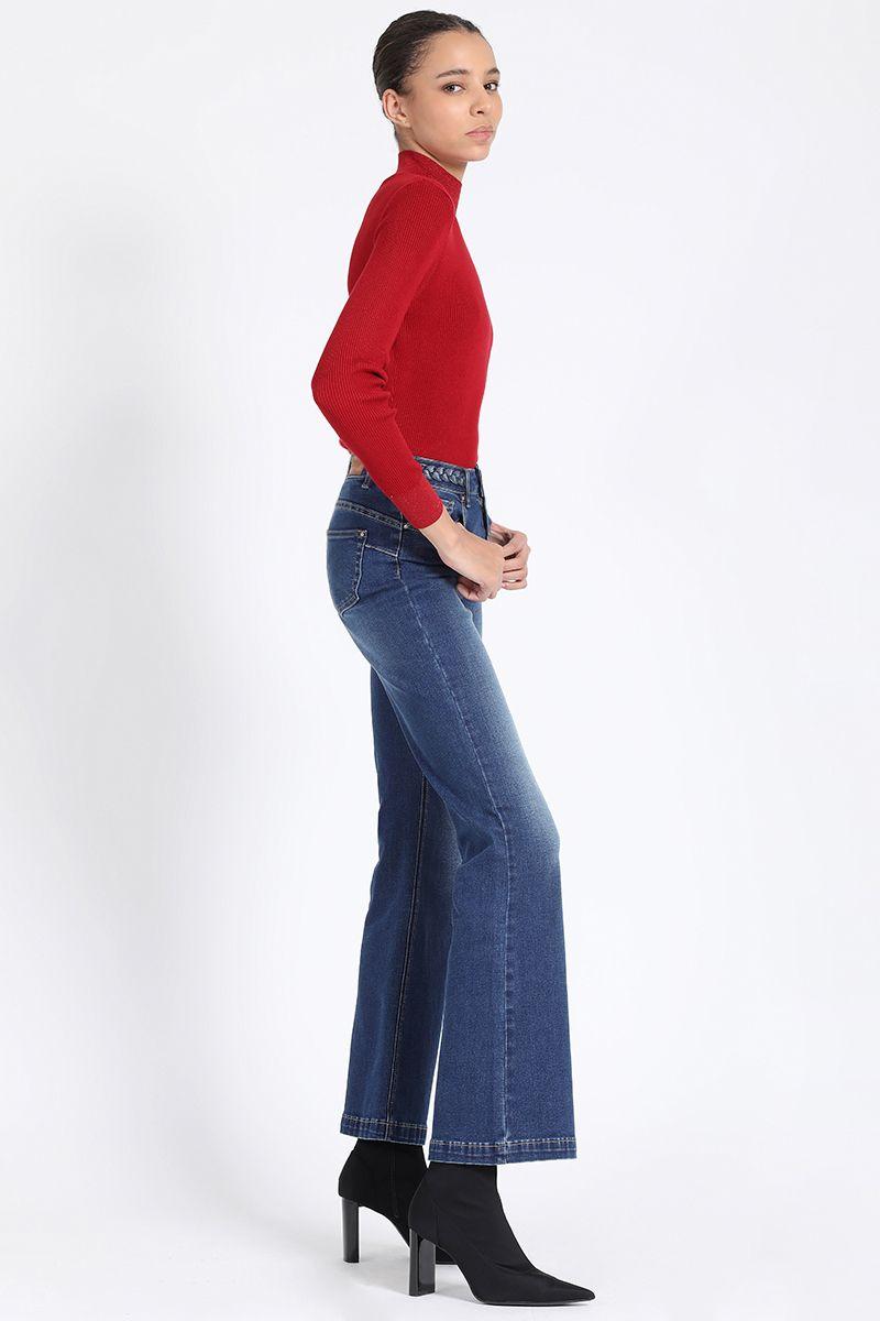 Jeans Flare Bootcut Tiro Medio, Azul Liola-1