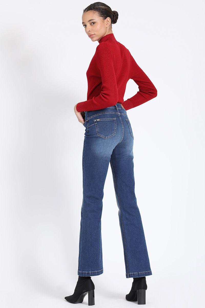 Jeans Flare Bootcut Tiro Medio, Azul Liola-2