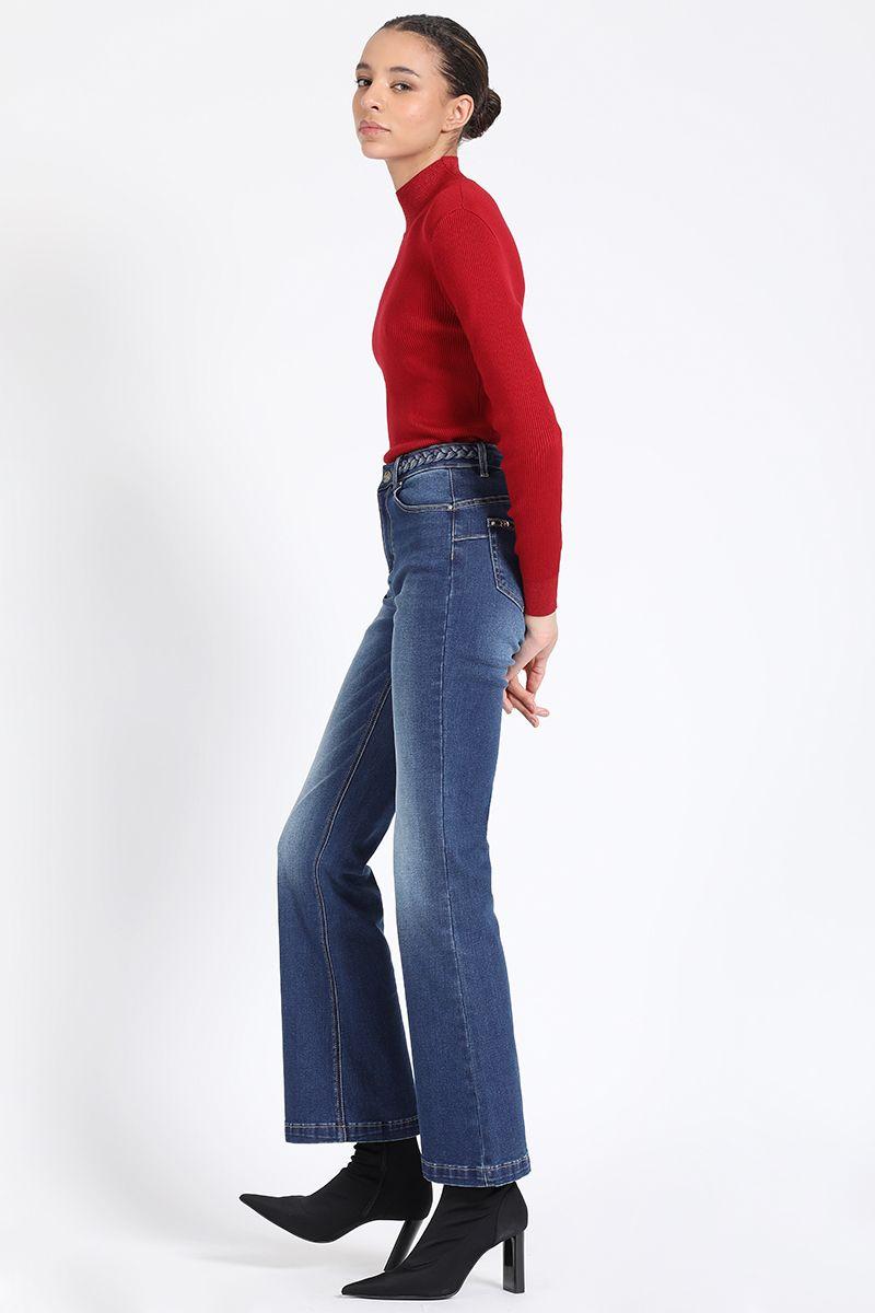 Jeans Flare Bootcut Tiro Medio, Azul Liola-4