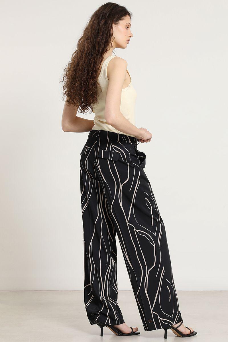 Pantalon ancho, estampado, negro Liola-2