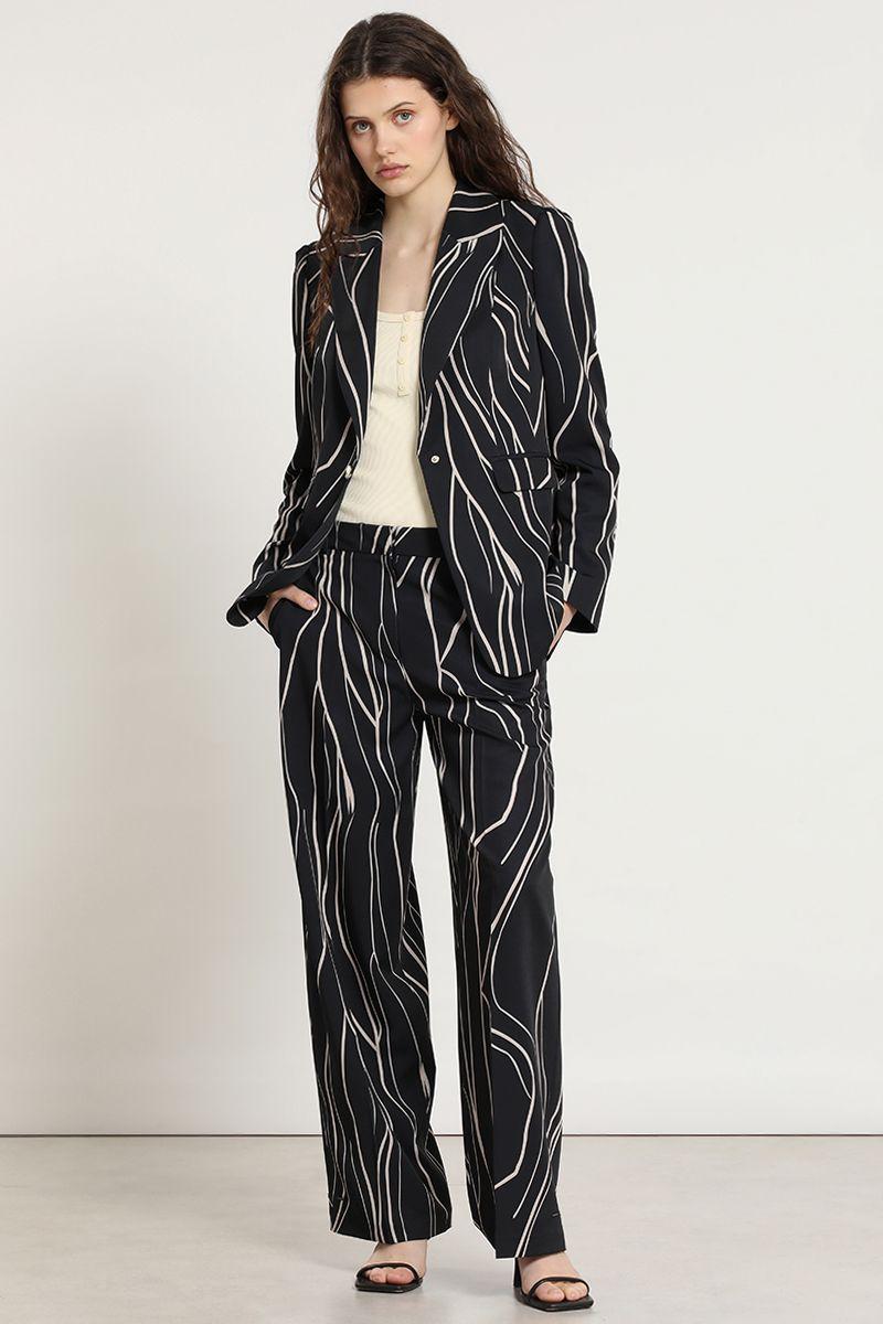 Pantalon ancho, estampado, negro Liola-3