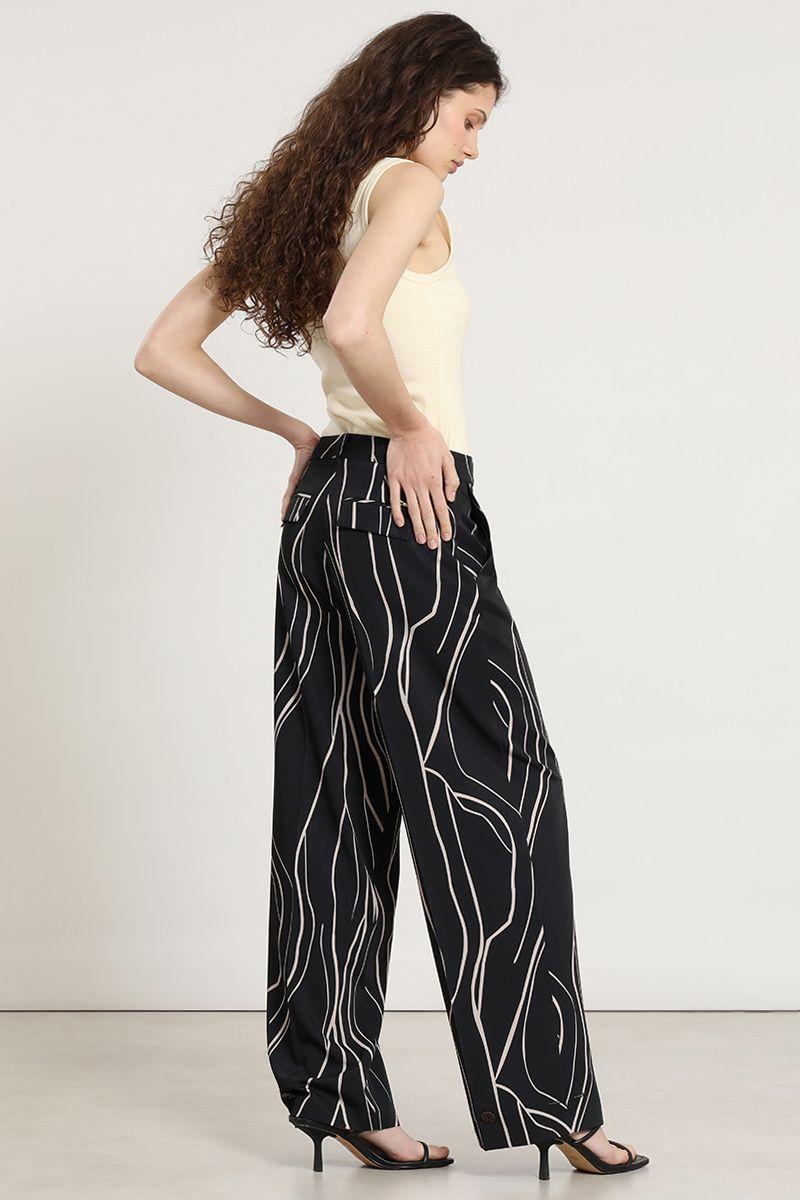 Pantalon ancho, estampado, negro Liola-4