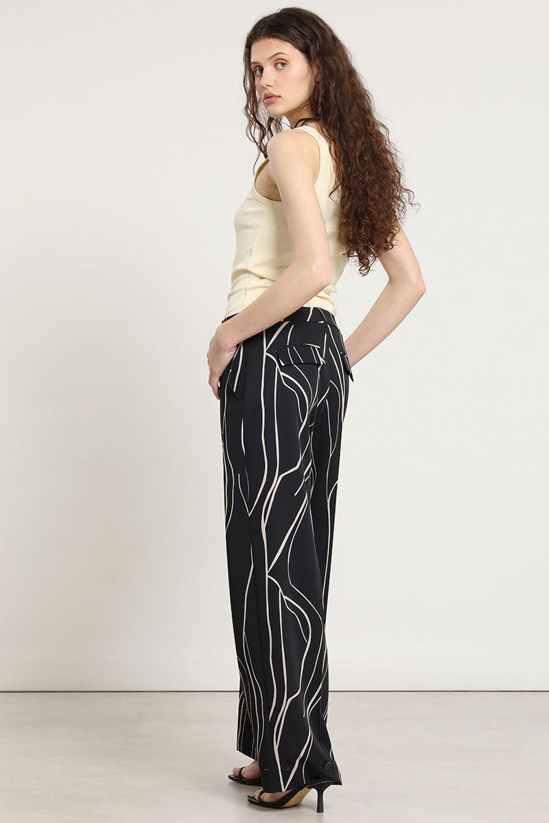 Pantalon ancho, estampado, negro Liola-5