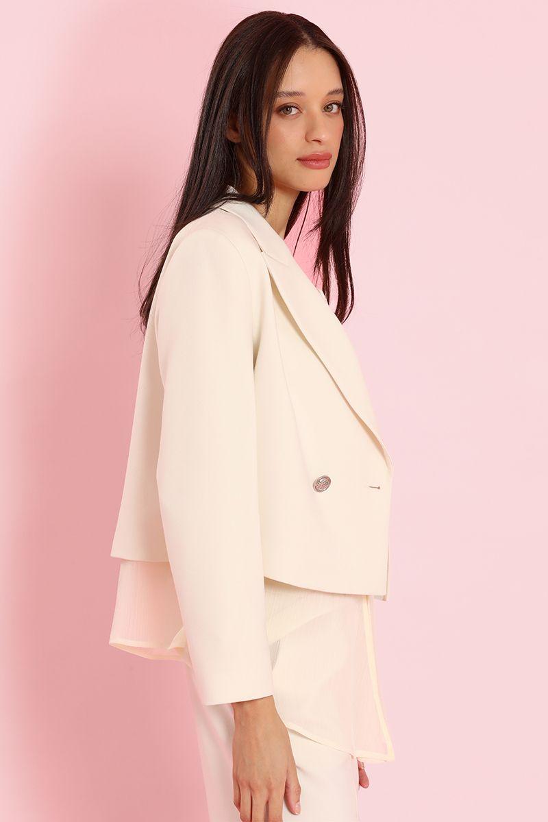 Blazer cropped, cruzado, vainilla Liola-4