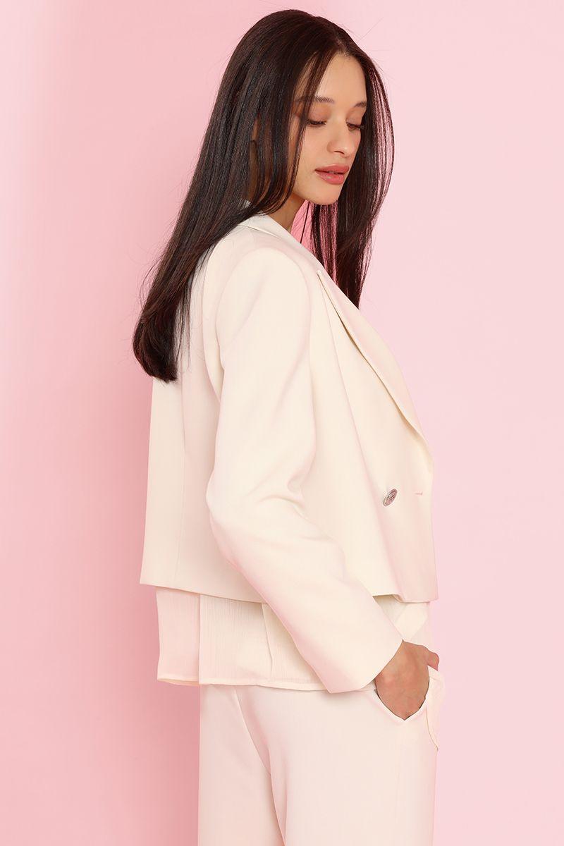 Blazer cropped, cruzado, vainilla Liola-6