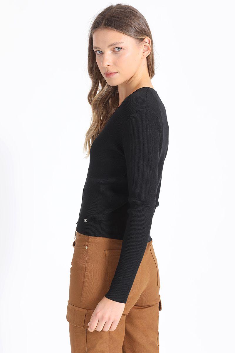 Jersey Tejido Boton Joya, Negro Liola-3