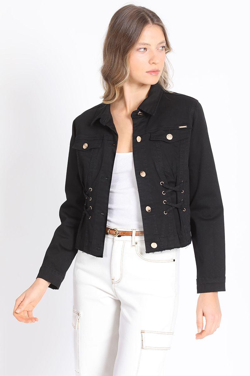 Chaqueta Gabardina Entrelazado Negro Liola-2