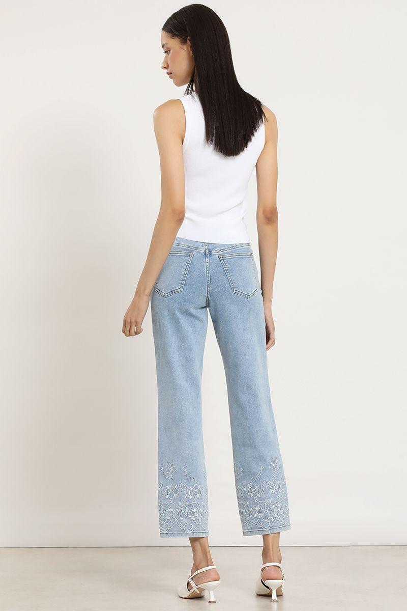 Jeans slim, bordado, celeste Liola-3