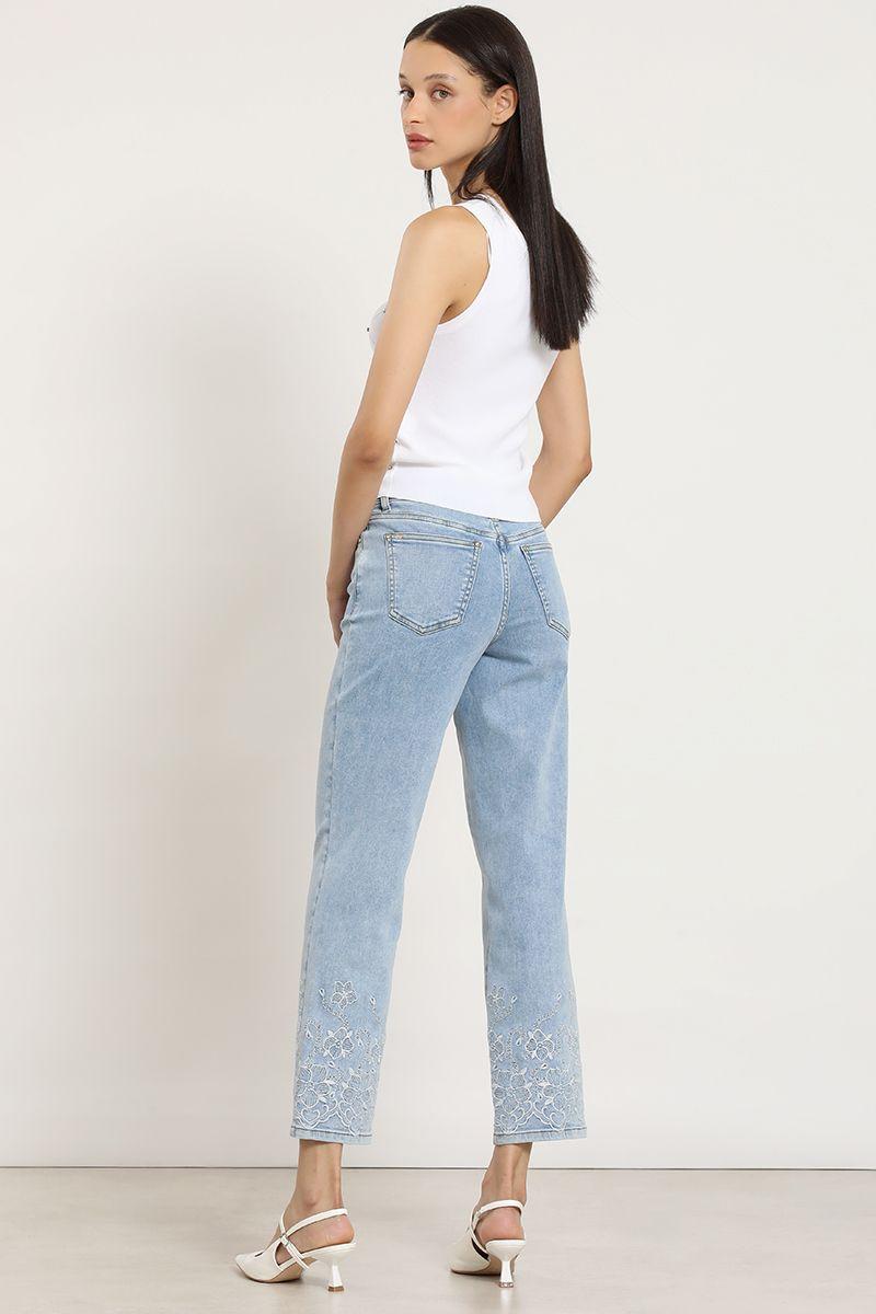 Jeans slim, bordado, celeste Liola-5