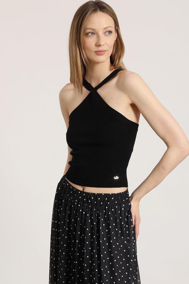 Top halter tejido Liola mujer negro-0