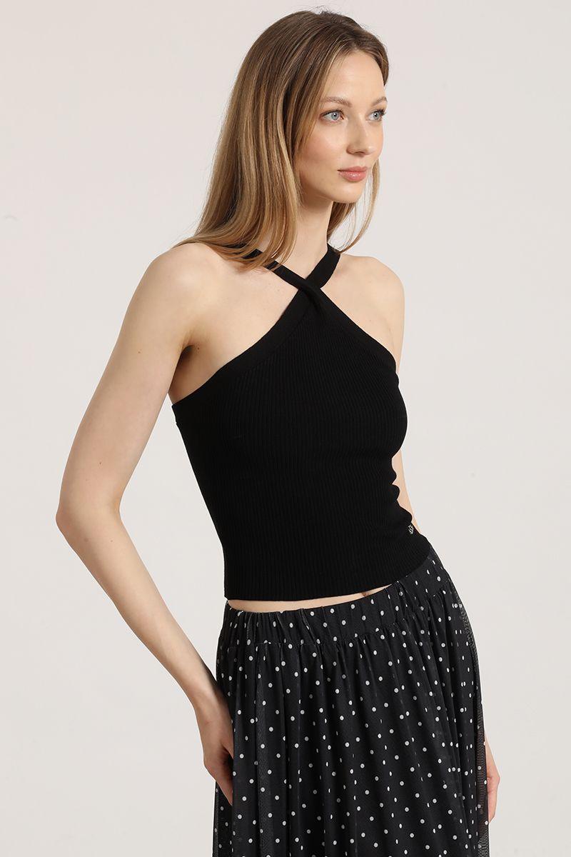Top halter tejido Liola mujer negro-5