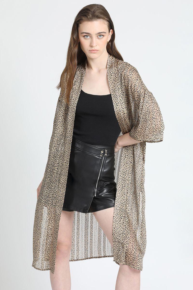Kimono Animal Print Negro Liola-0