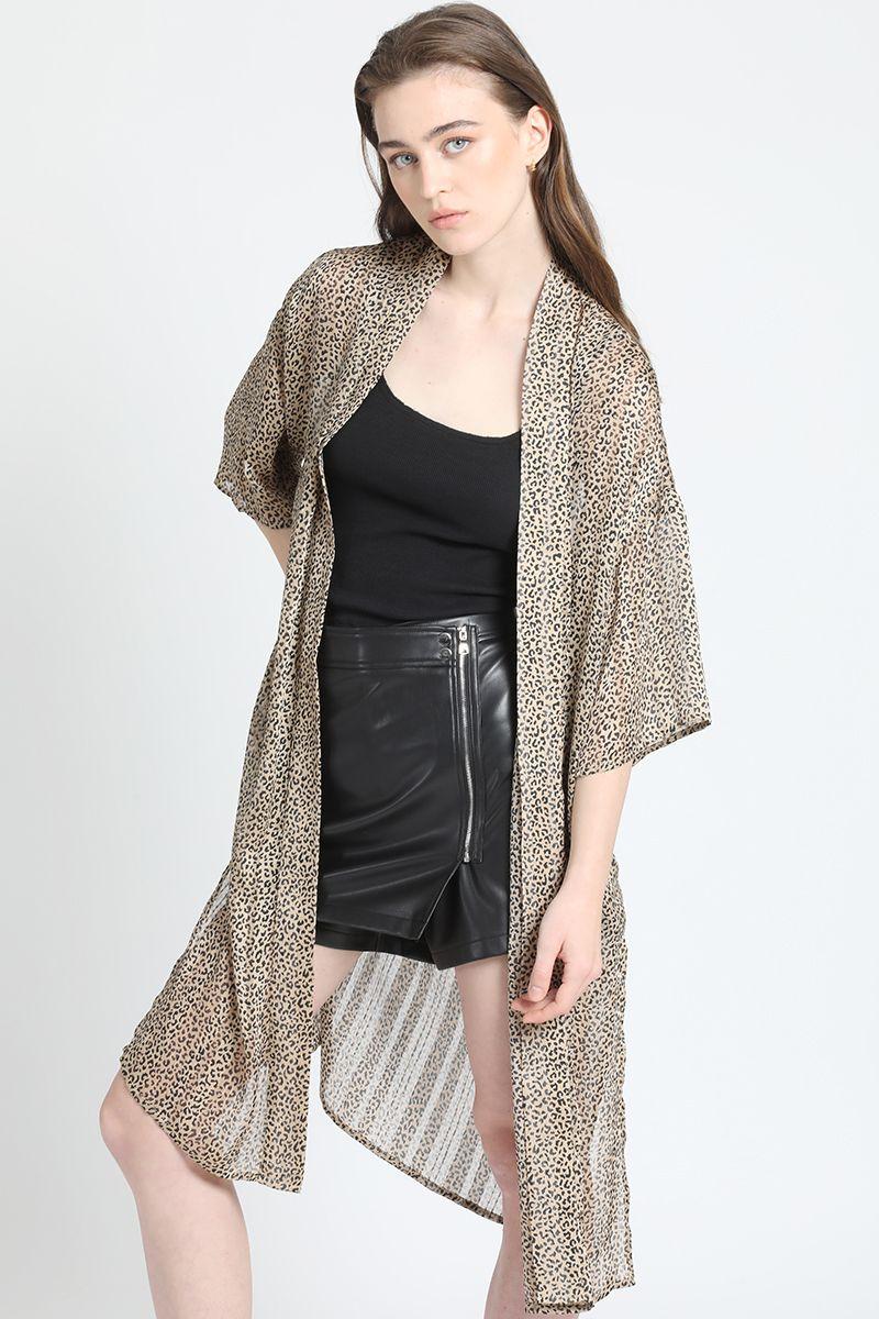 Kimono Animal Print Negro Liola-3