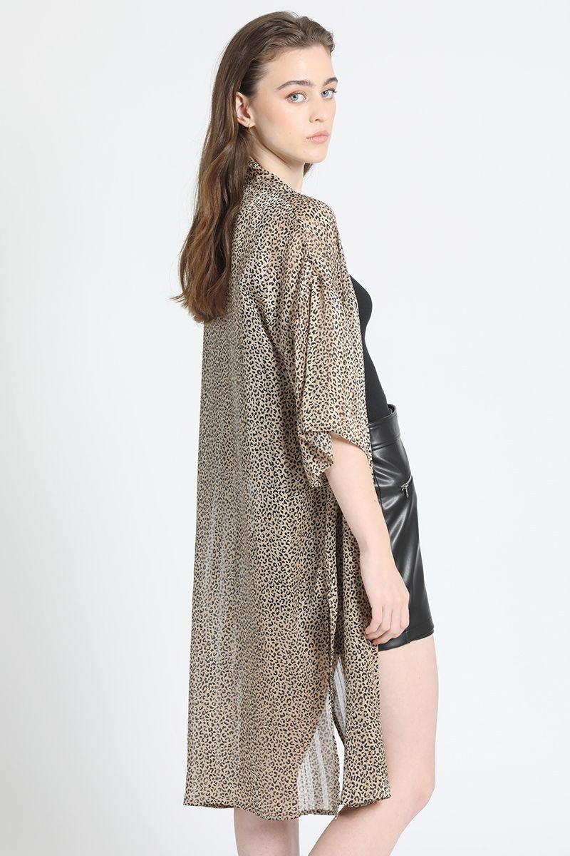 Kimono Animal Print Negro Liola-5