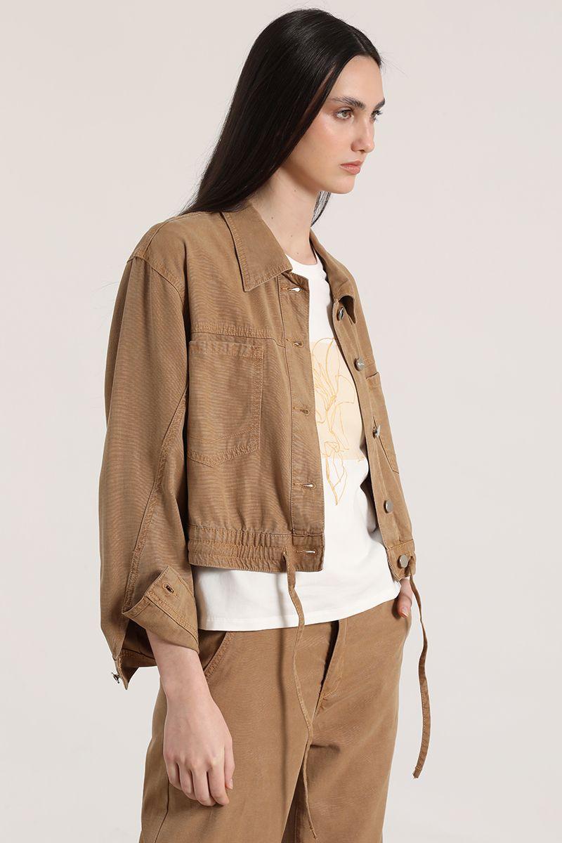 Cazadora lino liola mujer beige-0